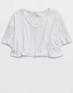 Aerie ハピエスト クロップド VネックTシャツ