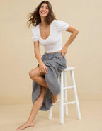 Aerie クロップド レース トリム Vネック Tシャツ