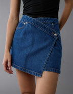 AE Stretch Crossover Denim Mini Skirt