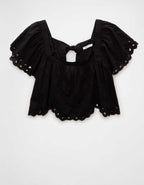 AE Tie Back Eyelet Crop Top