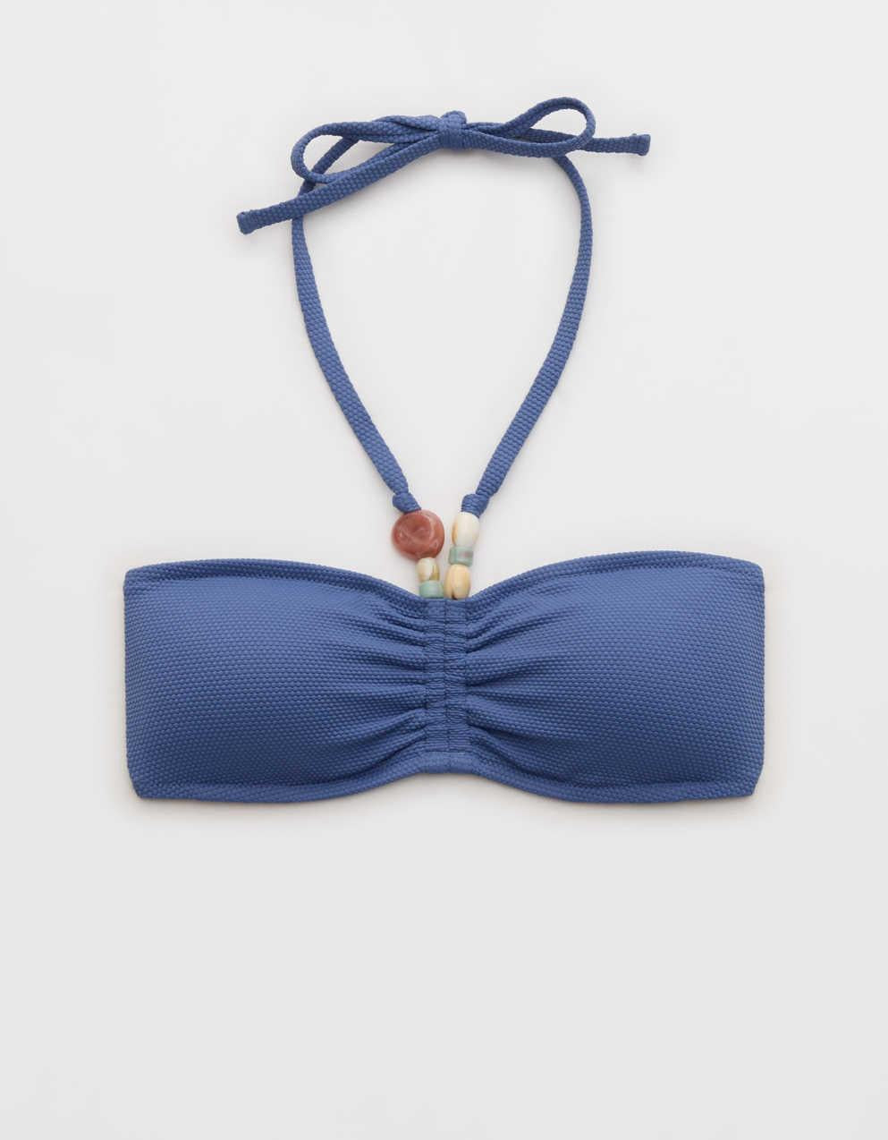 Aerie ピケ素材 シャーリング入りバンドゥビキニトップ