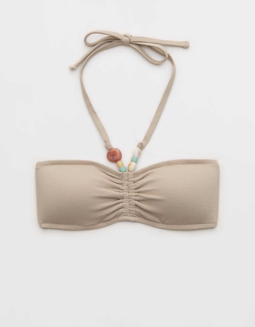 Aerie ピケ素材 シャーリング入りバンドゥビキニトップ