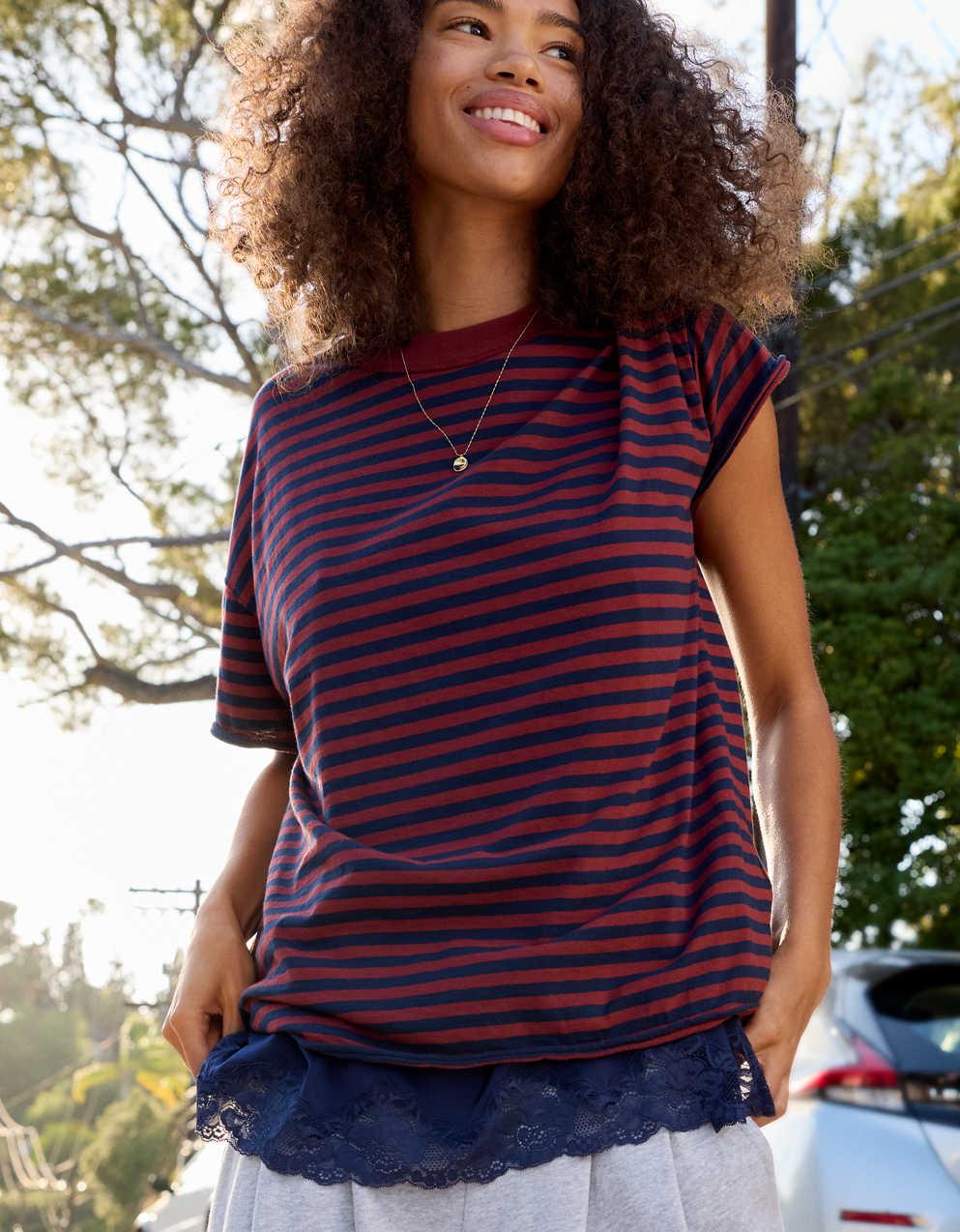 Aerie オーバーサイズ・クルー・ボーイフレンドTシャツ