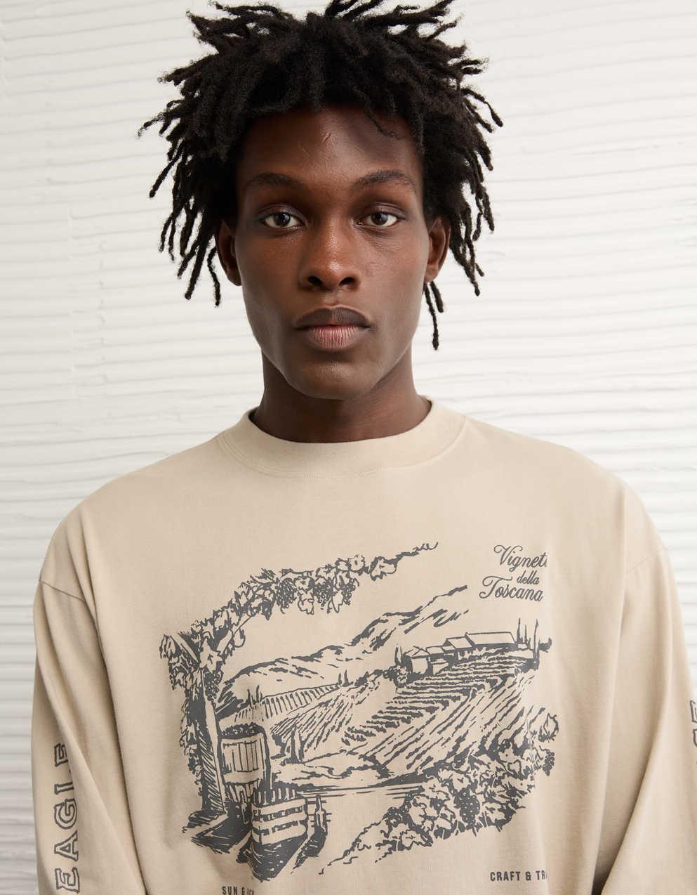 AEボクシーロングスリーブグラフィックTシャツ