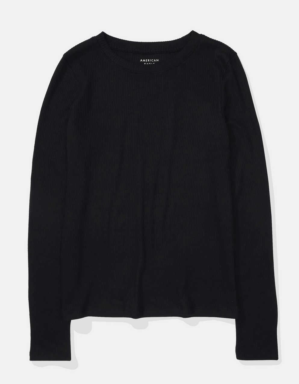 AE長袖ワッフル・プラッシュ・クルーネックTシャツ
