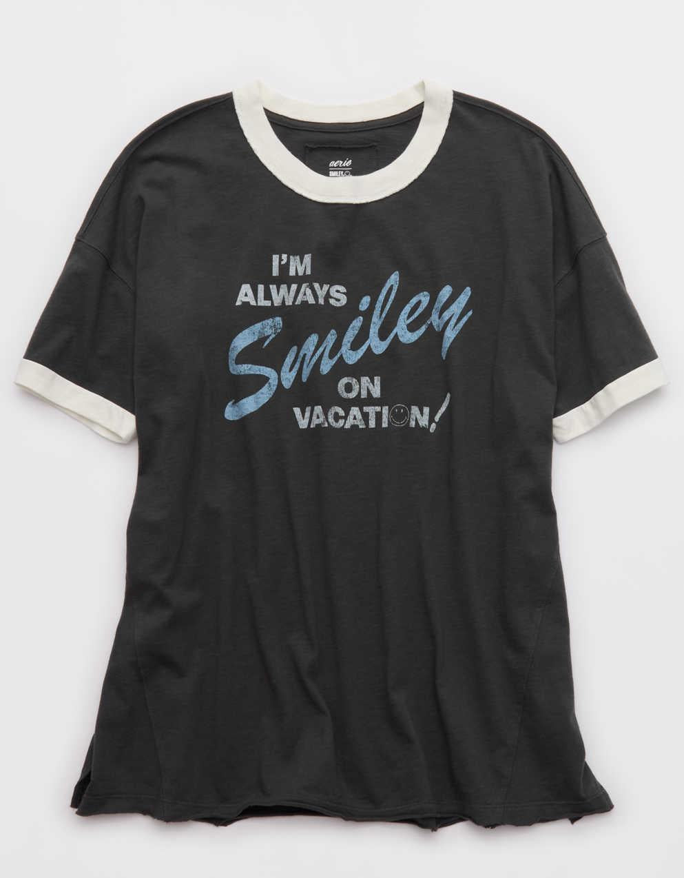 Aerie｜スマイリー®オーバーサイズ・クルー・ボーイフレンドTシャツ