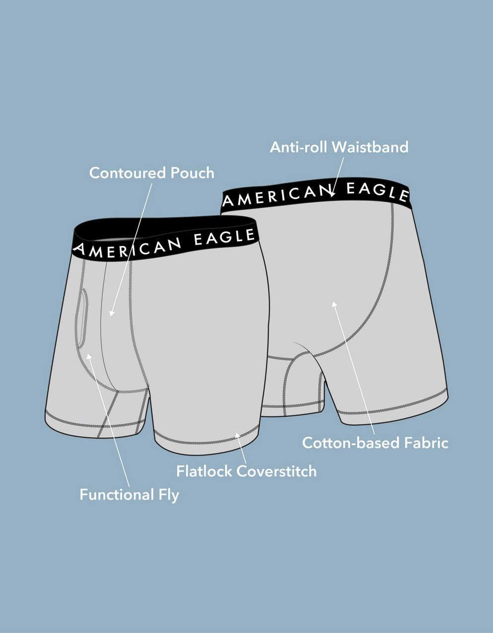 AEOメンズバンダナ6インチクラシックボクサーブリーフ