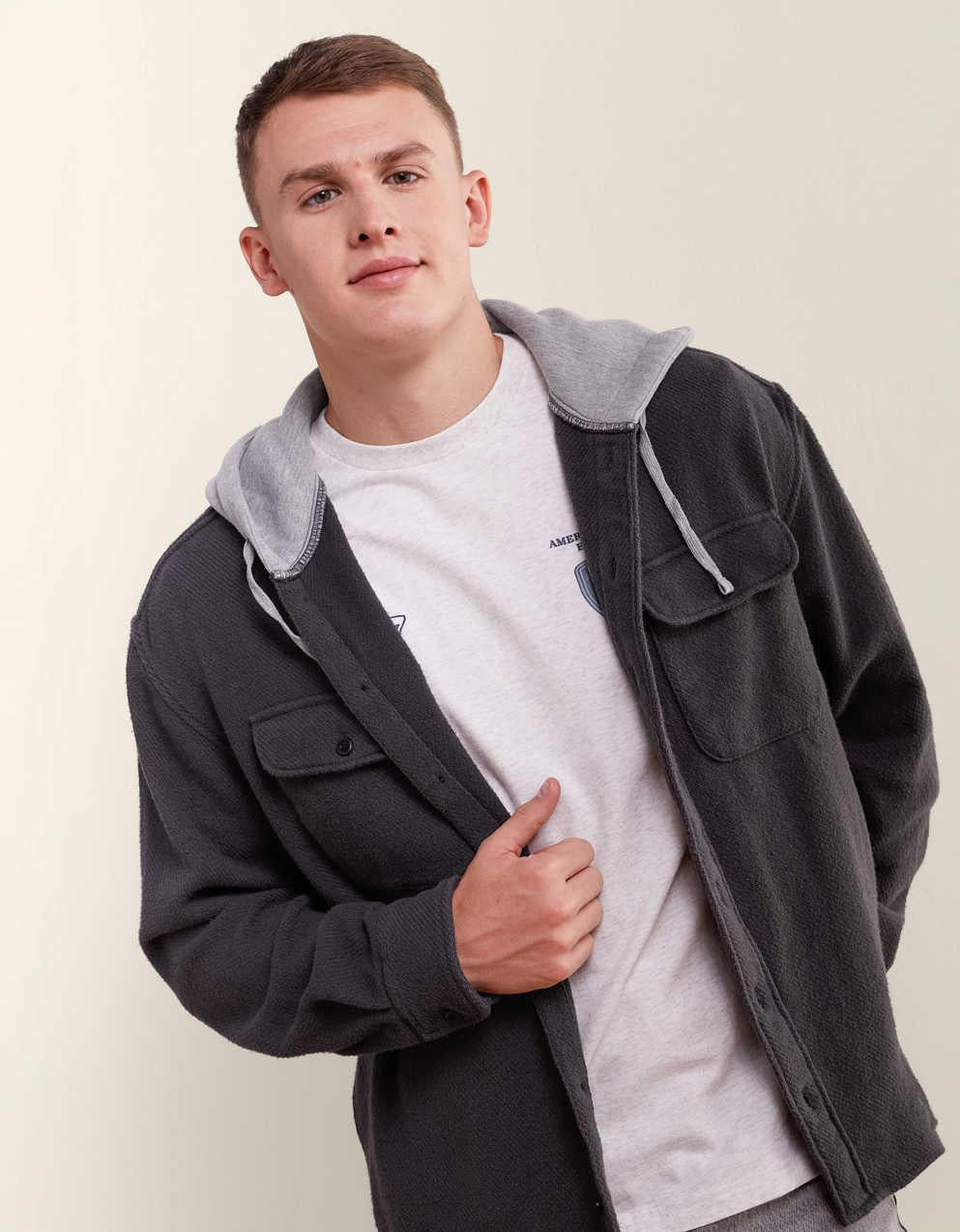 AE Relaxed Fit Hooded Flannel