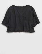 Aerie ハピエスト クロップド VネックTシャツ
