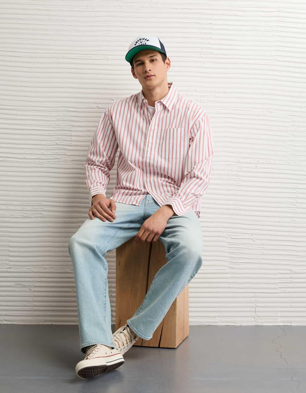 AEエブリデイ・リラックスフィット・ポプリン・ボタンアップ・シャツ