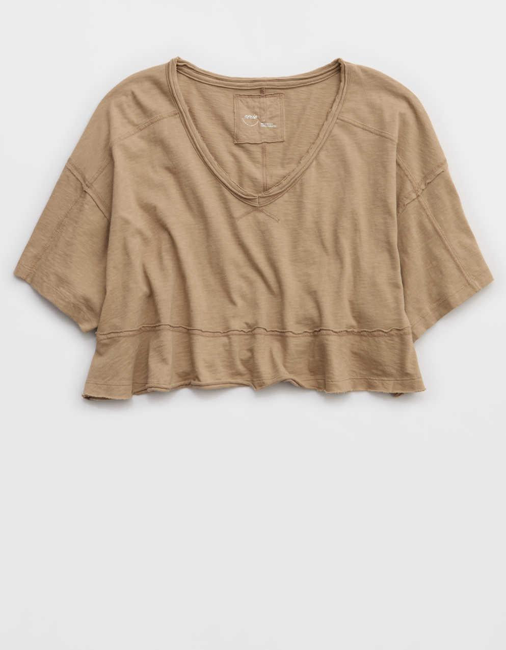 Aerie ハピエスト クロップド VネックTシャツ