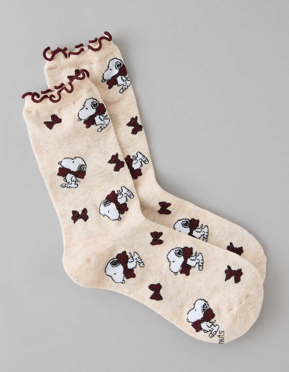 AE Snoopy Ruffle Crew Socks