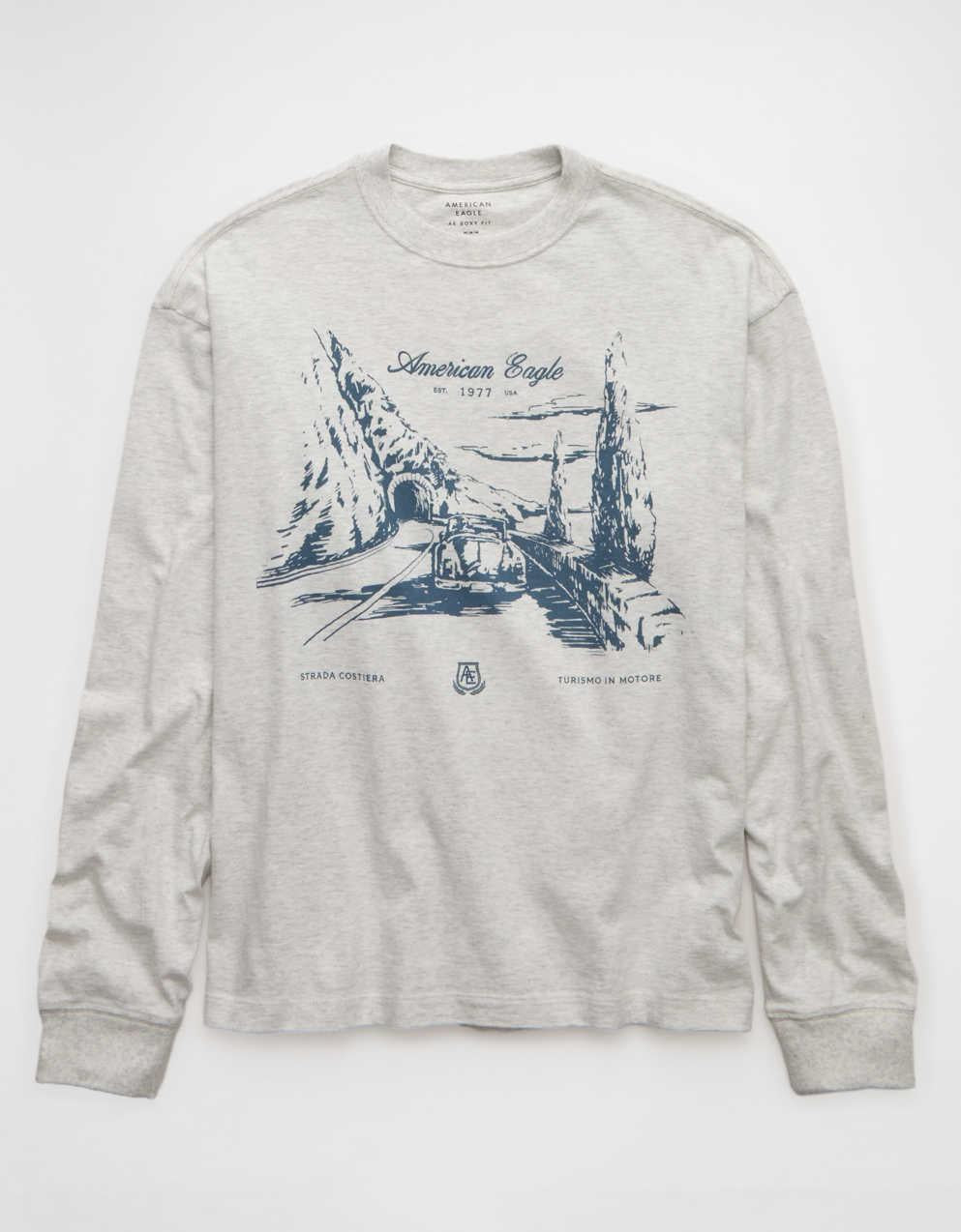 AEボクシーロングスリーブグラフィックTシャツ