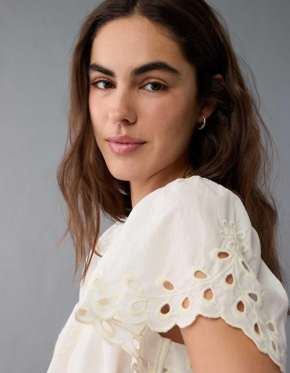 AE Tie Back Eyelet Crop Top