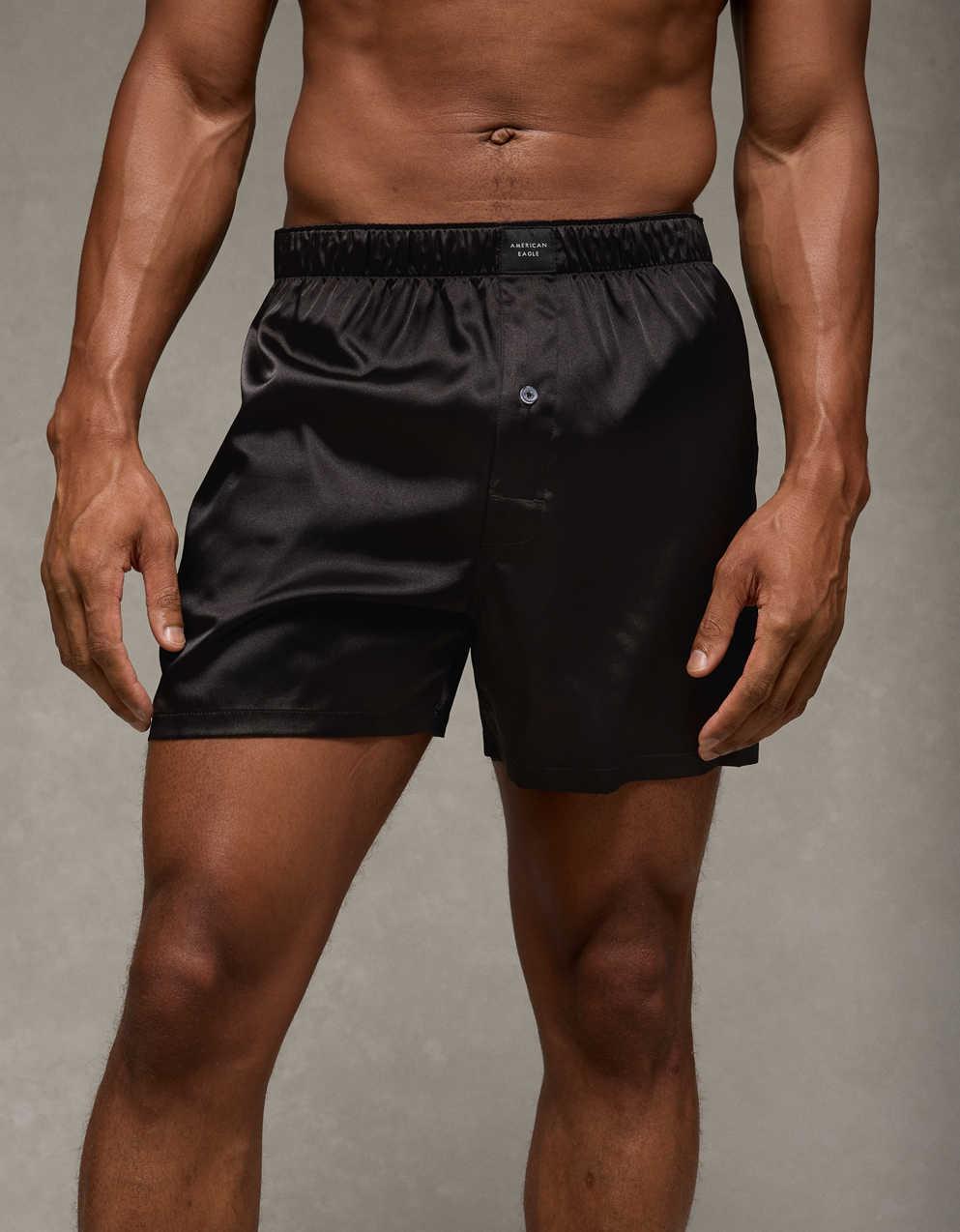 AEO Men's Solid Satin Pocket Boxer Short