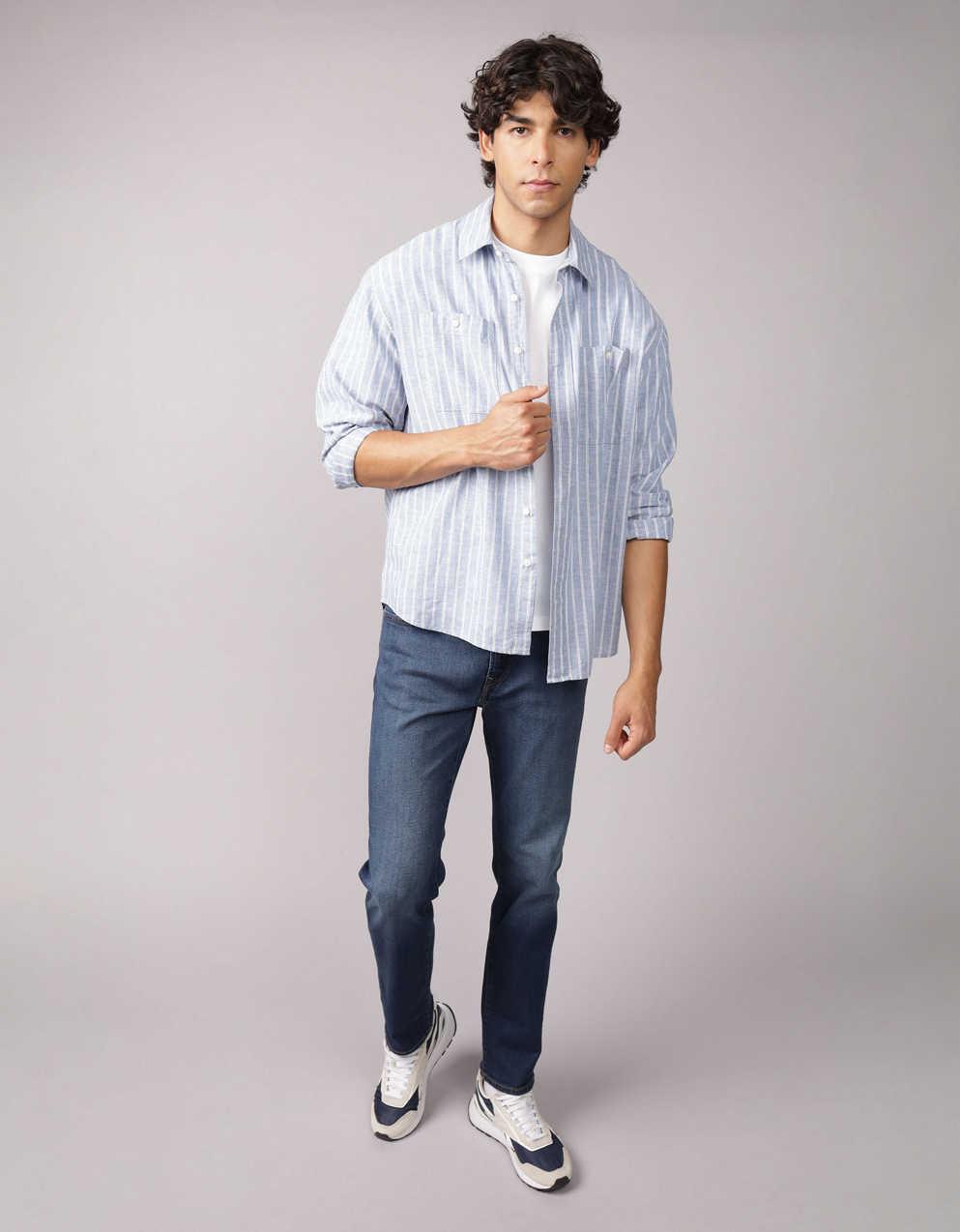 AE Everyday Relaxed Fit Linen-Blend Button-Up Shirt