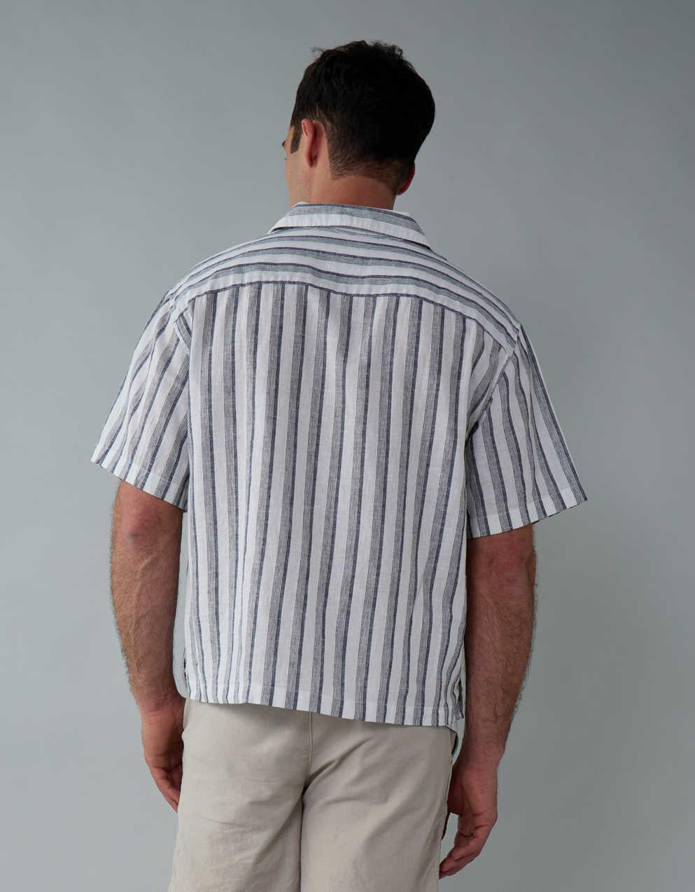 AE Poolside Linen-Blend Button-Up Shirt