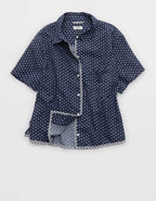 Aerie Seersucker 半袖パジャマトップ