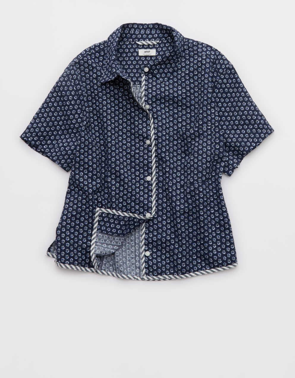 Aerie Seersucker 半袖パジャマトップ