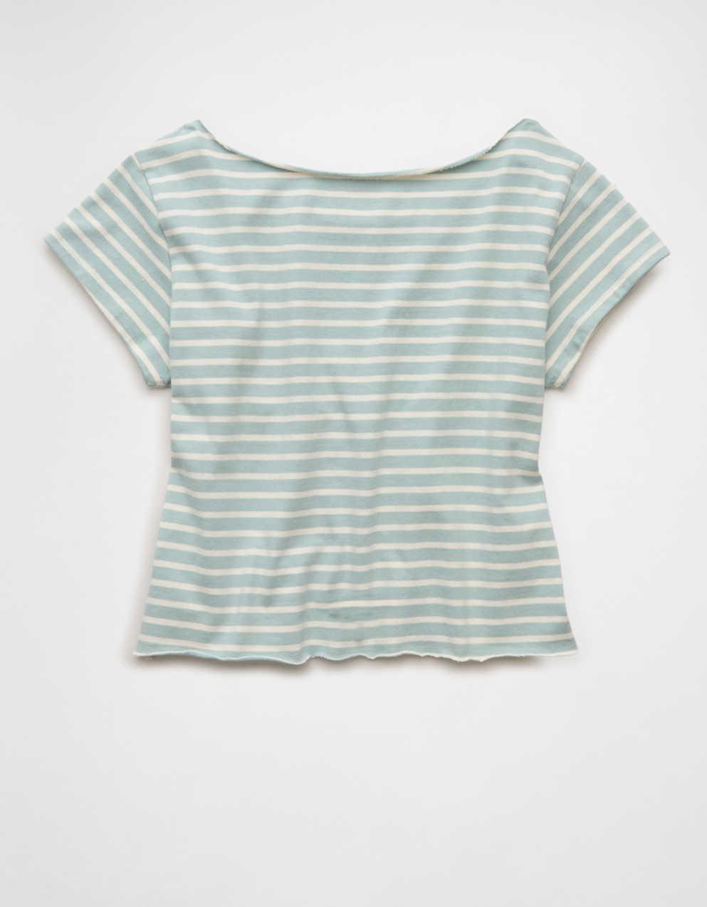 AE オフショルダー・ストライプTシャツ