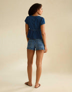 AE Short-Sleeve Denim Peplum Top