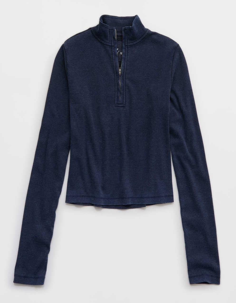 Aerie 長袖クォータージップTシャツ