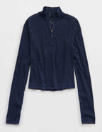 Aerie 長袖クォータージップTシャツ