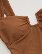 Aerie ピケ素材 バンドゥー フルカバー ワンピース水着