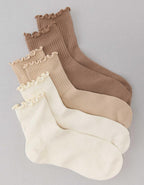 AE Ruffle Trim Boyfriend Socks 3-Pack