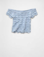 AE Off-the-Shoulder Cropped Sweater Tee