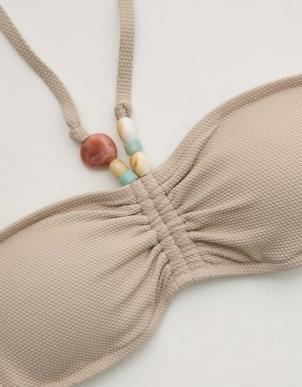 Aerie ピケ素材 シャーリング入りバンドゥビキニトップ