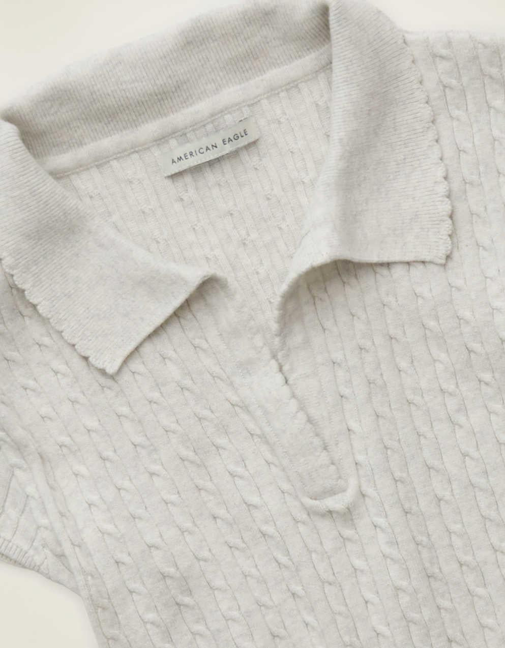 AE V-Neck Cable Knit Sweater Polo