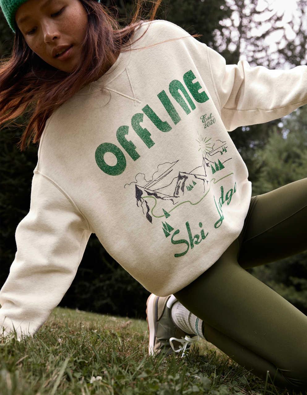 OFFLINE By Aerie クラウドフリース オーバーサイズ クルーネック スウェットシャツ