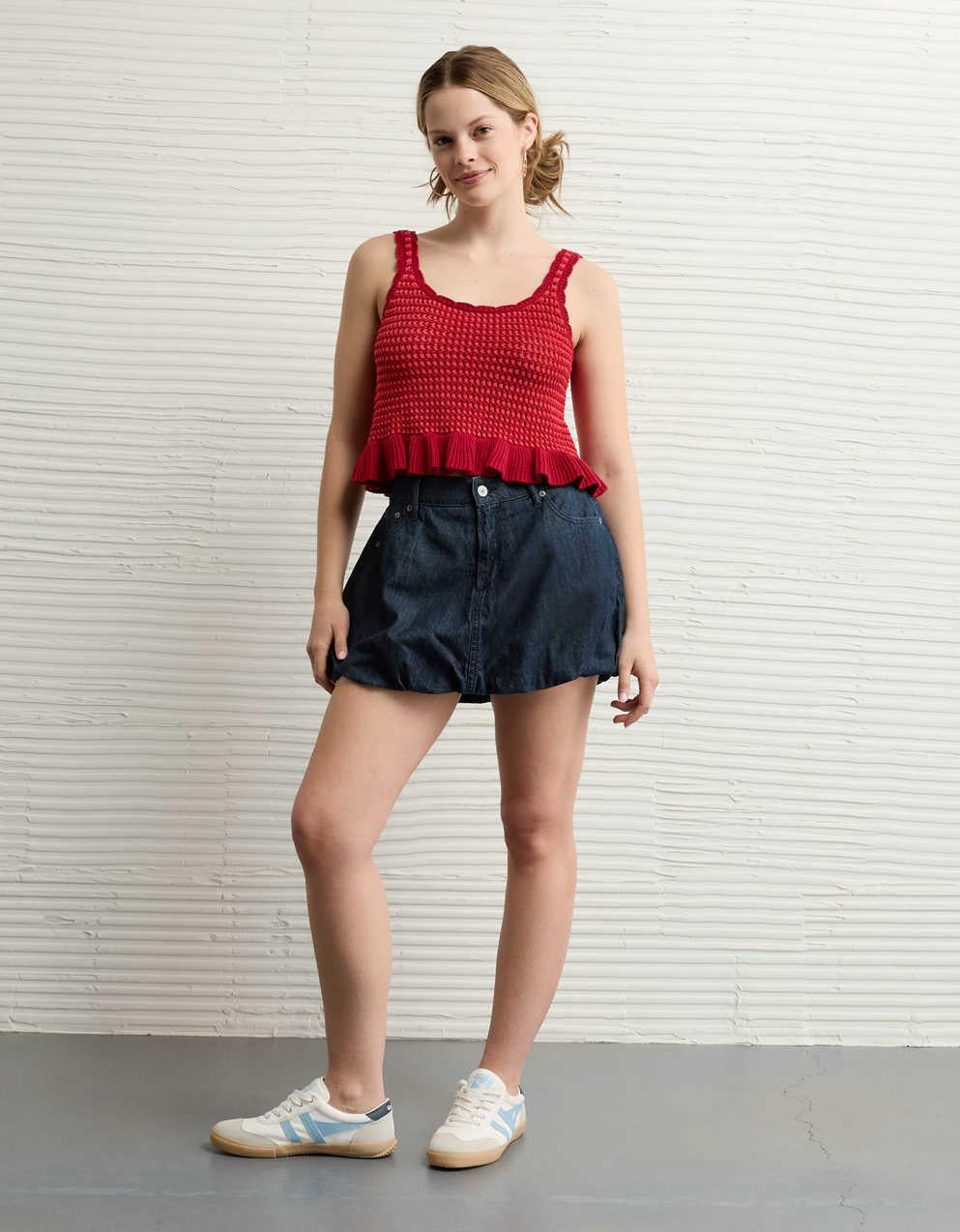 AE Crochet Peplum Tank Top