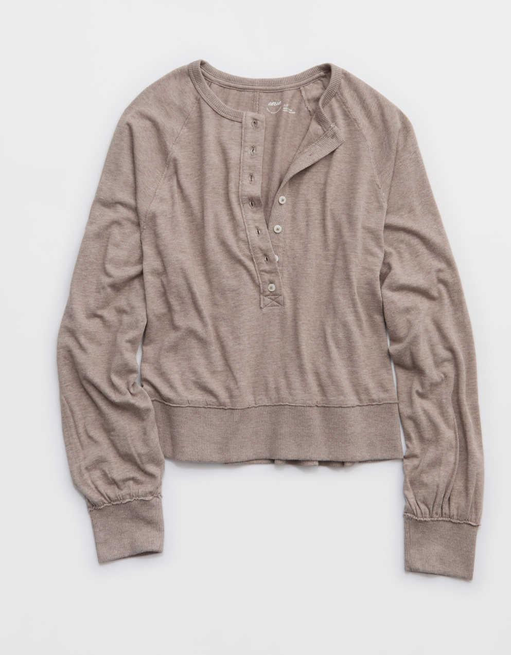 Aerie ハッピースニット・ヘンリーTシャツ