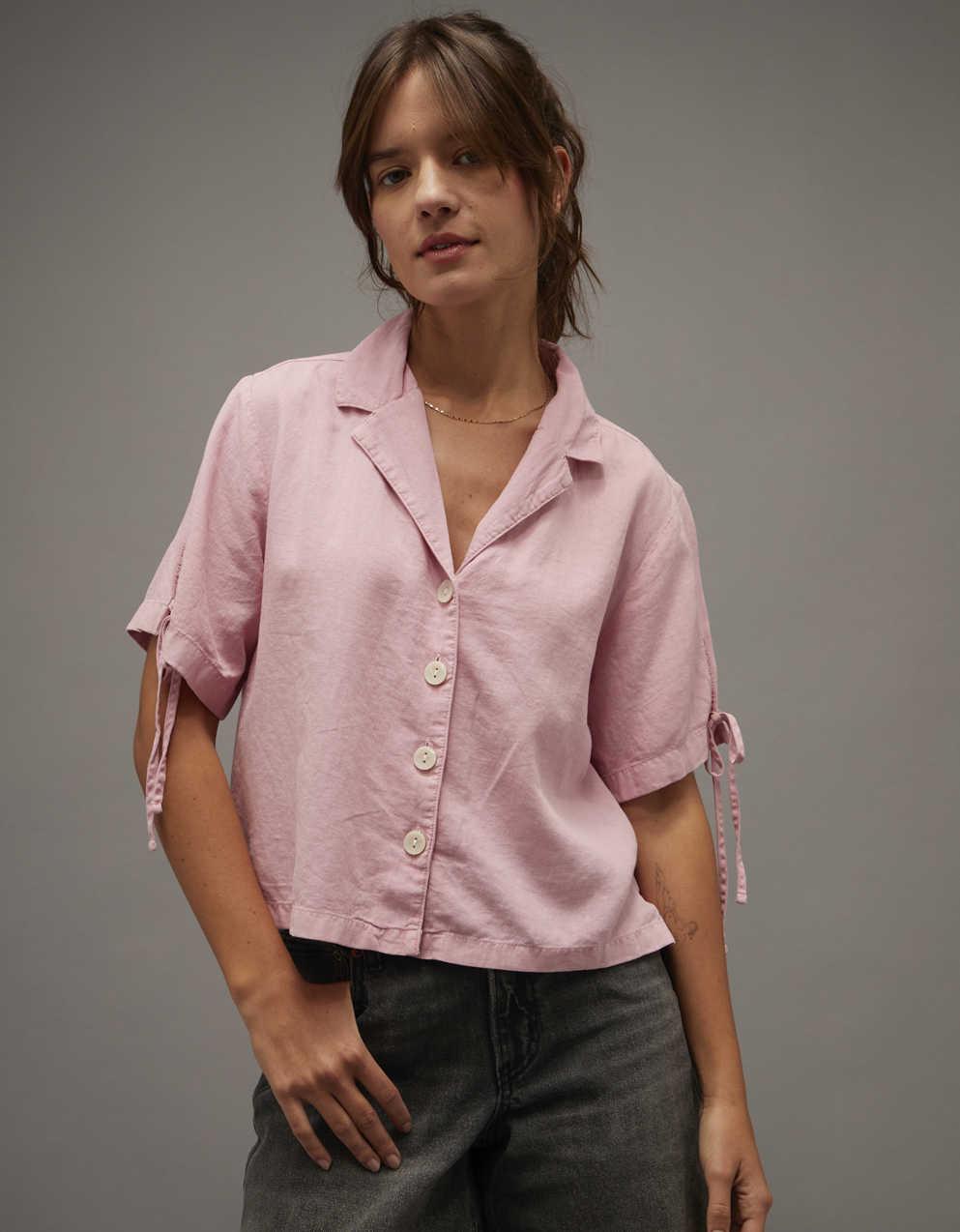 AE Linen-Blend Button-Up Shirt