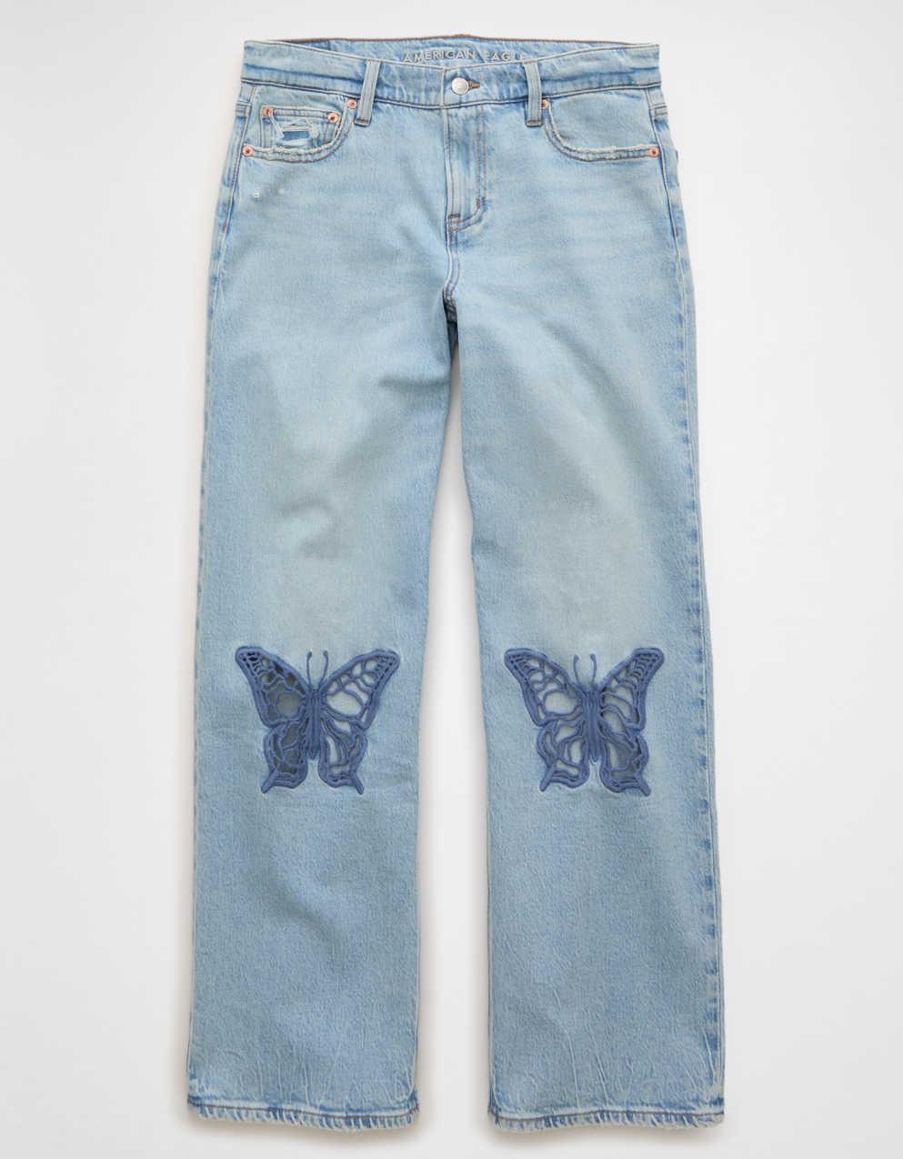 AE High-Waisted Butterfly Appliqué Stovepipe Jean
