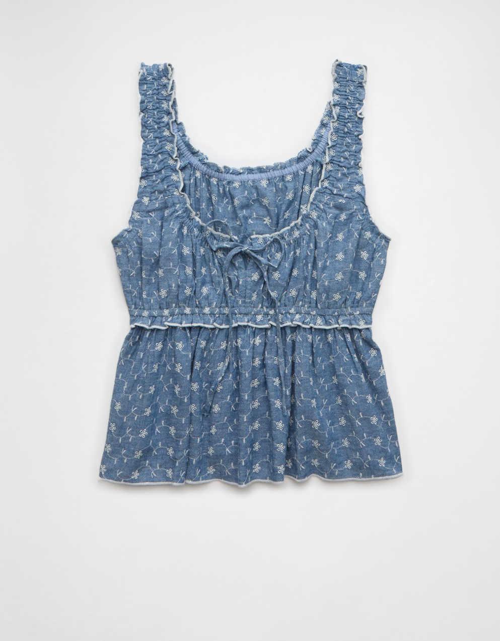 AE Ruched Strap Cropped Tank Top