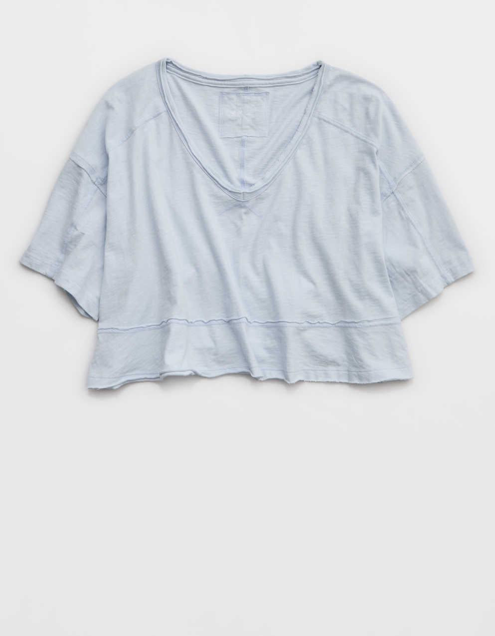 Aerie ハピエスト クロップド VネックTシャツ