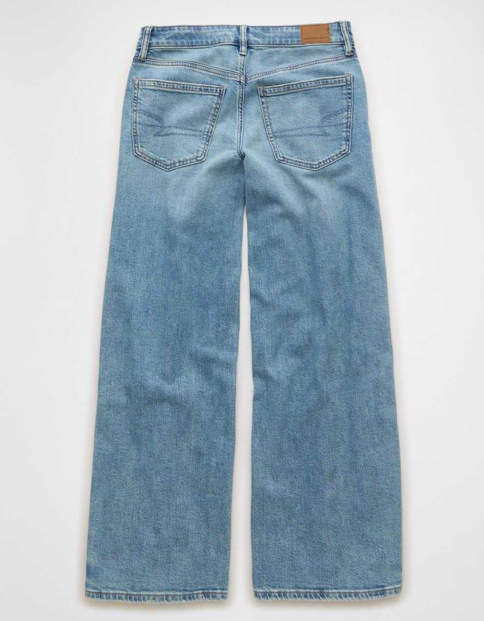 AE Low-Rise Lace Trim Baggy Ultra-Wide Leg Jean