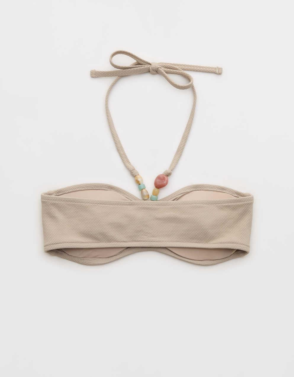 Aerie Pique Ruched Bandeau Bikini Top