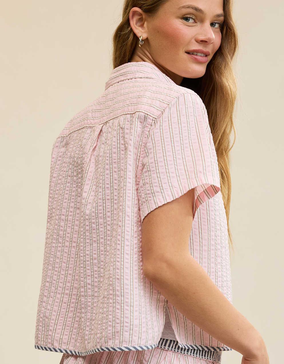 Aerie Seersucker Short Sleeve Pajama Top