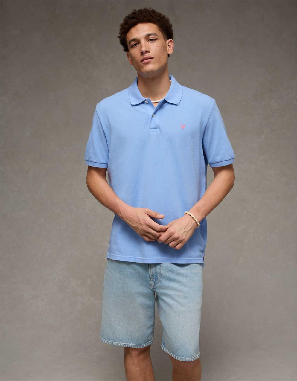 AEスタンダード・フィット・ポップ・ロゴ・ピケ・ポロシャツ