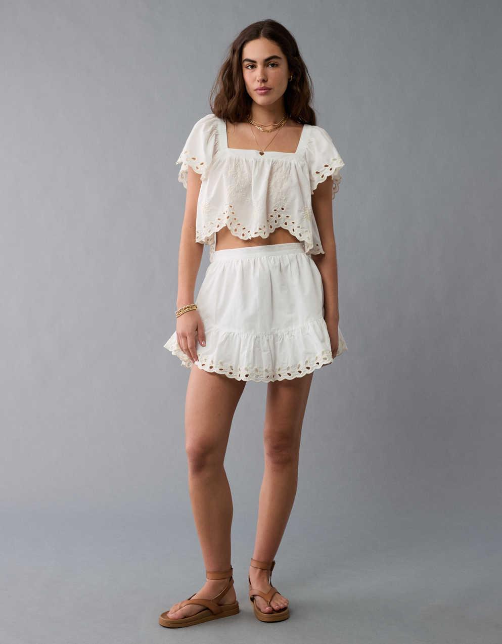 AE Tie Back Eyelet Crop Top