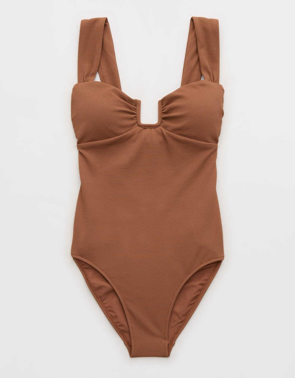 Aerie ピケ素材 バンドゥー フルカバー ワンピース水着