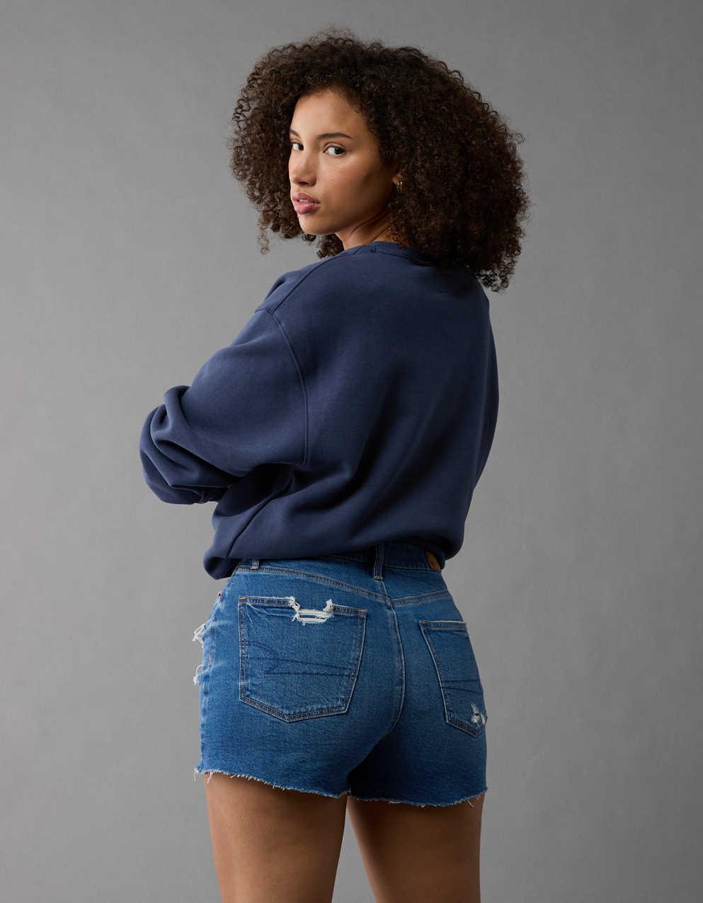 AE Strigid Curvy Ripped Denim Mom Short