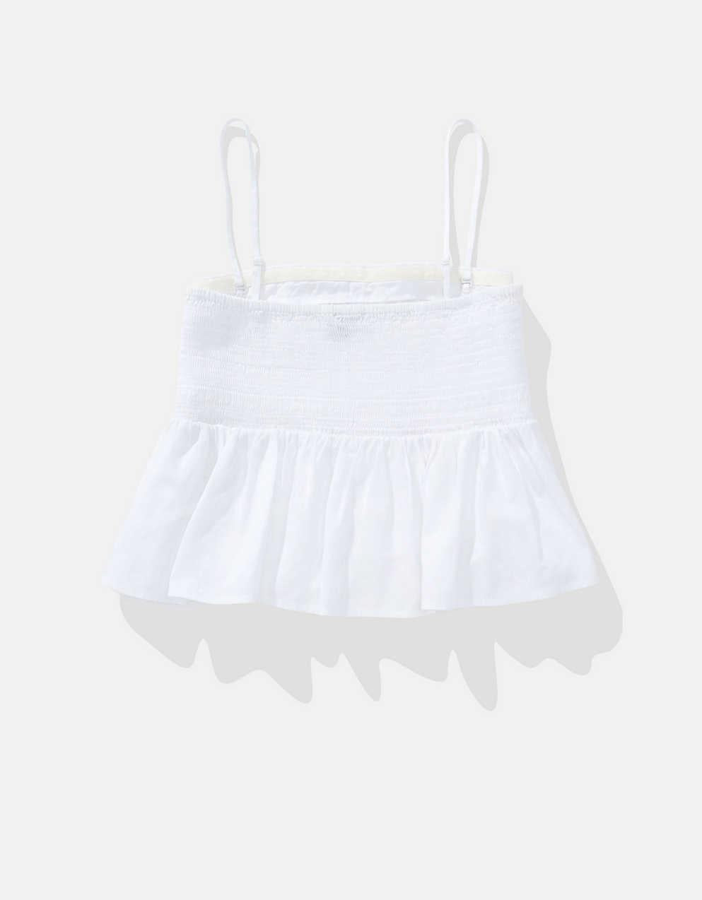 AE Linen-Blend Strapless Pintuck Top