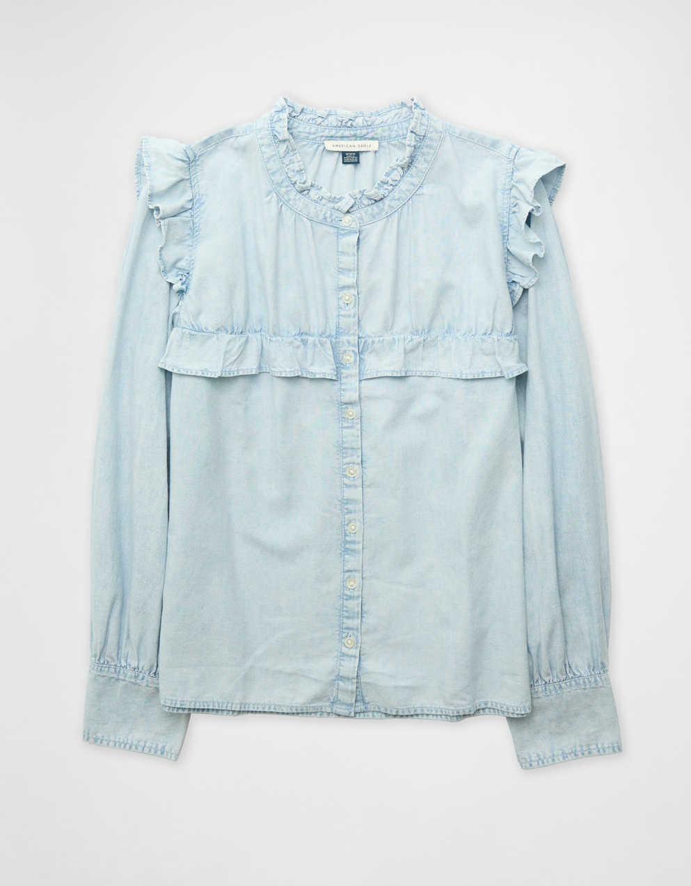 AE Ruffle Denim Blouse