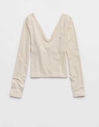 OFFLINE by Aerie Real Me XTRA リブ・オープンVネックTシャツ