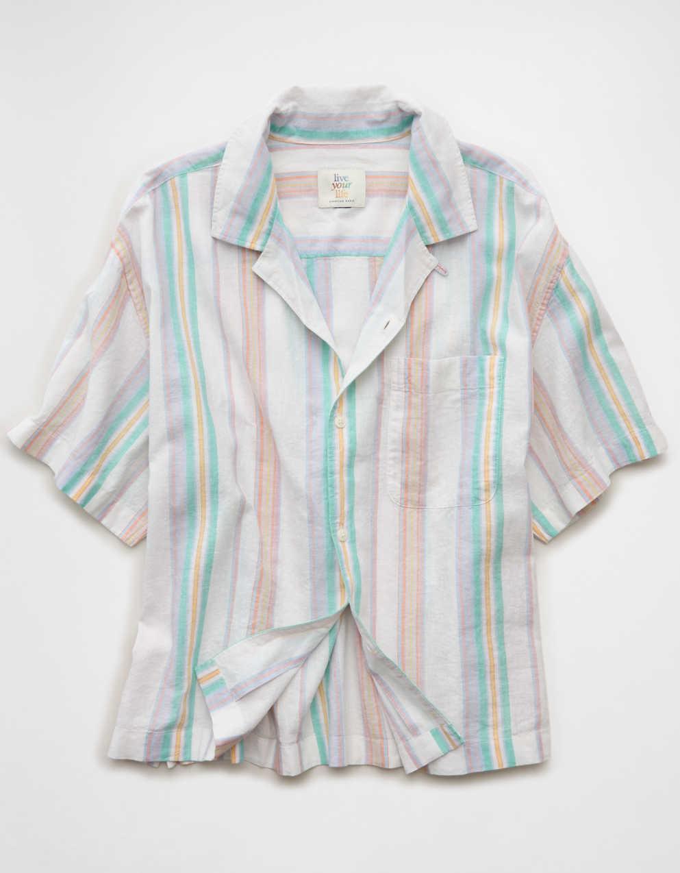 AE Pride Relaxed Fit Oxford Camp Collar Button-Up Shirt